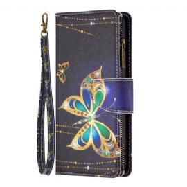 Lærdeksel Folio Deksel iPhone 16 Pro Max Mobildeksel Rhinestone Butterflies Wallet