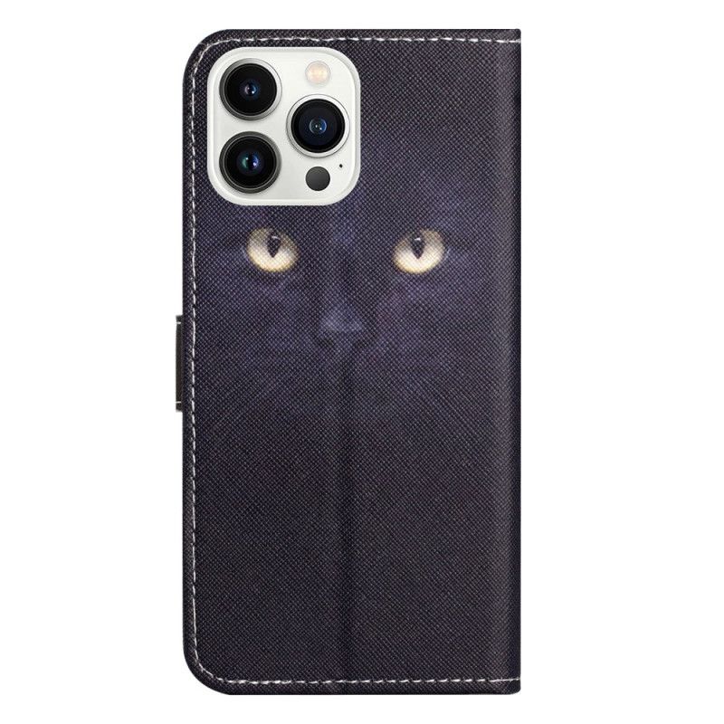 Lærdeksel Folio Deksel iPhone 16 Pro Max Mobildeksel Strappy Cat Eyes