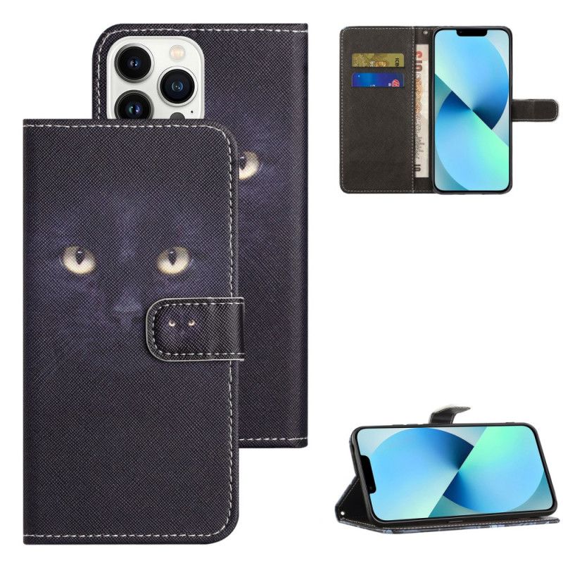 Lærdeksel Folio Deksel iPhone 16 Pro Max Mobildeksel Strappy Cat Eyes