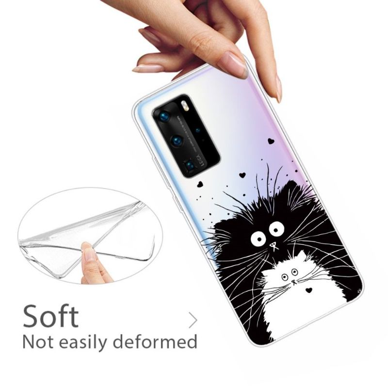 Deksel Til Huawei P40 Pro Svarte Og Hvite Katter