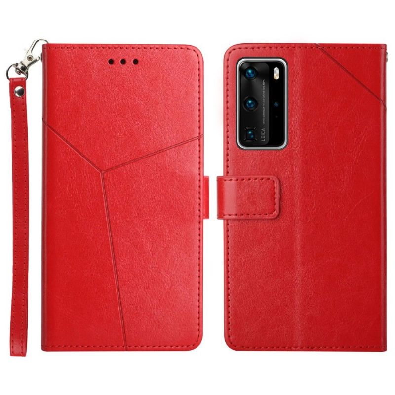 Folio Deksel Til Huawei P40 Pro Anti-fall Y Lines Leather Effect