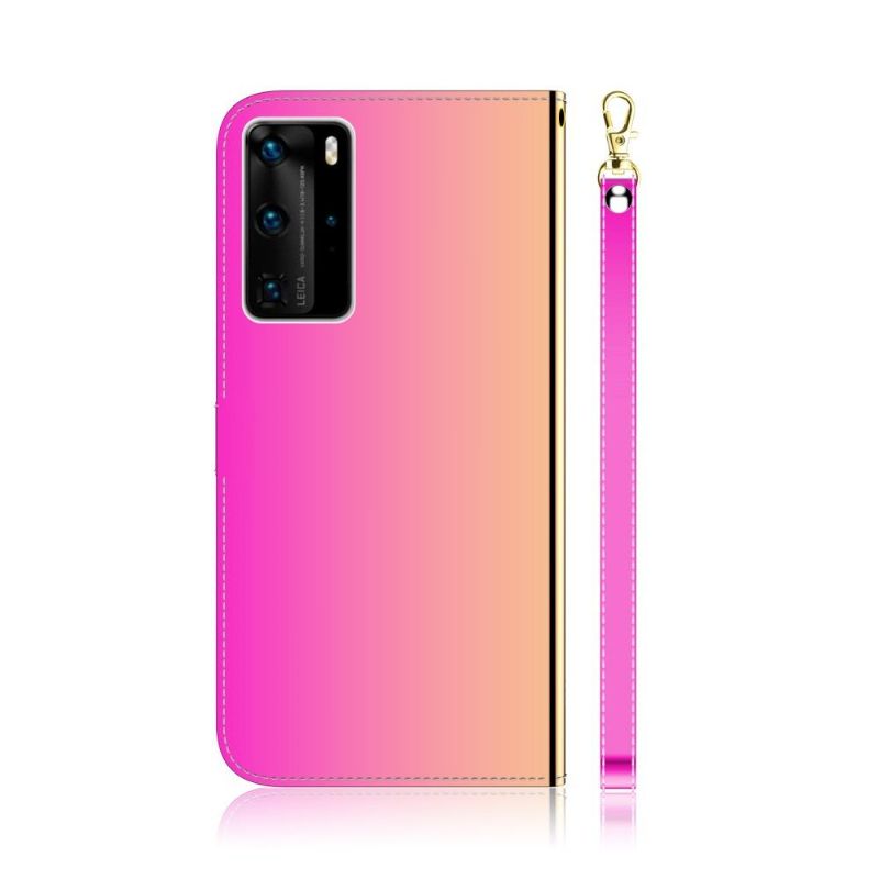 Folio Deksel Til Huawei P40 Pro Speileffekt I Kunstskinn - Rosa