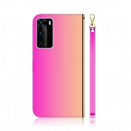 Folio Deksel Til Huawei P40 Pro Speileffekt I Kunstskinn - Rosa