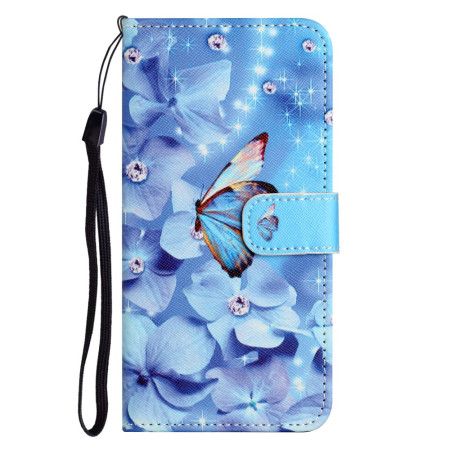 Folio Deksel Samsung Galaxy A16 5g Blå Blomster Og Sommerfugler