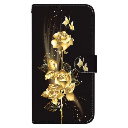 Folio Deksel Samsung Galaxy A16 5g Gylden Og Rosa Sommerfugl