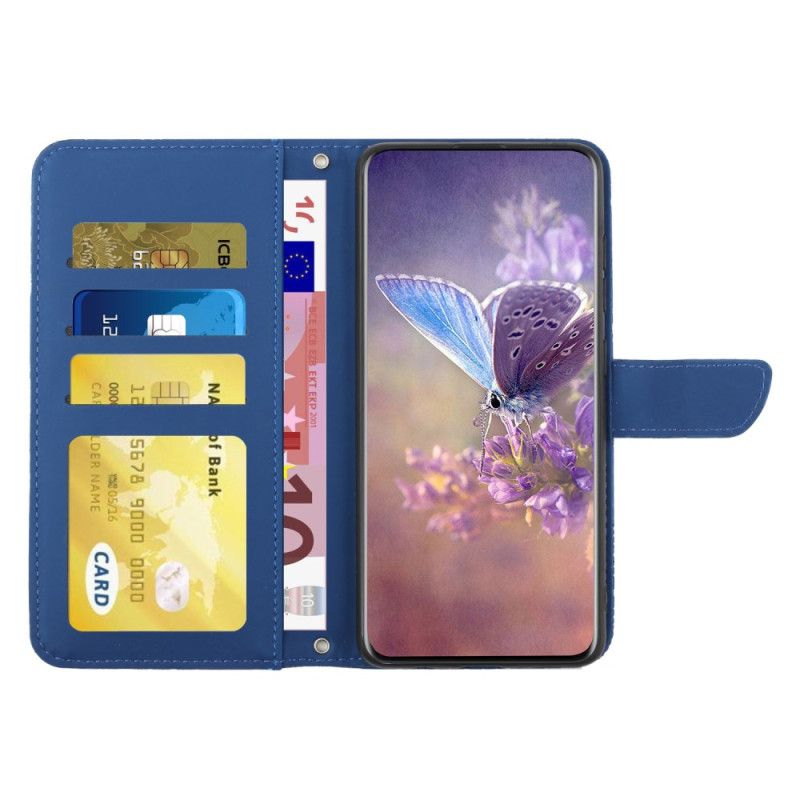 Folio Deksel Samsung Galaxy A16 5g Imprint Sommerfugl Med Stropp Beskyttelse Deksel