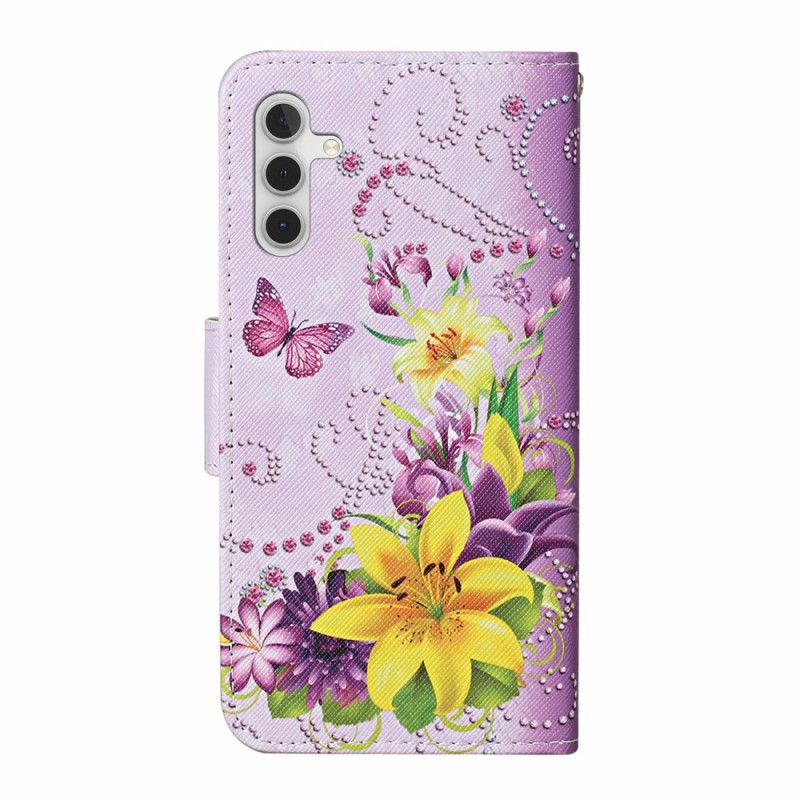 Lærdeksel Folio Deksel Samsung Galaxy A16 5g Mobildeksel Gule Blomster