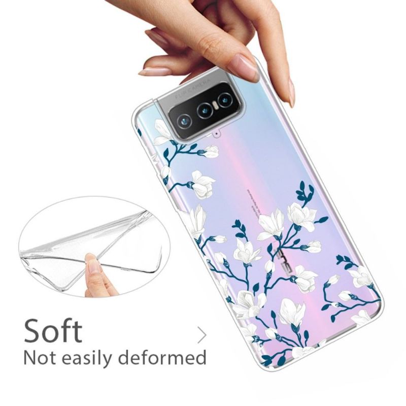 Deksel Til Asus Zenfone 7 / Zenfone 7 Pro Hvite Blomster