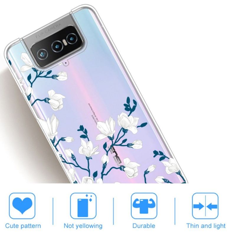 Deksel Til Asus Zenfone 7 / Zenfone 7 Pro Hvite Blomster