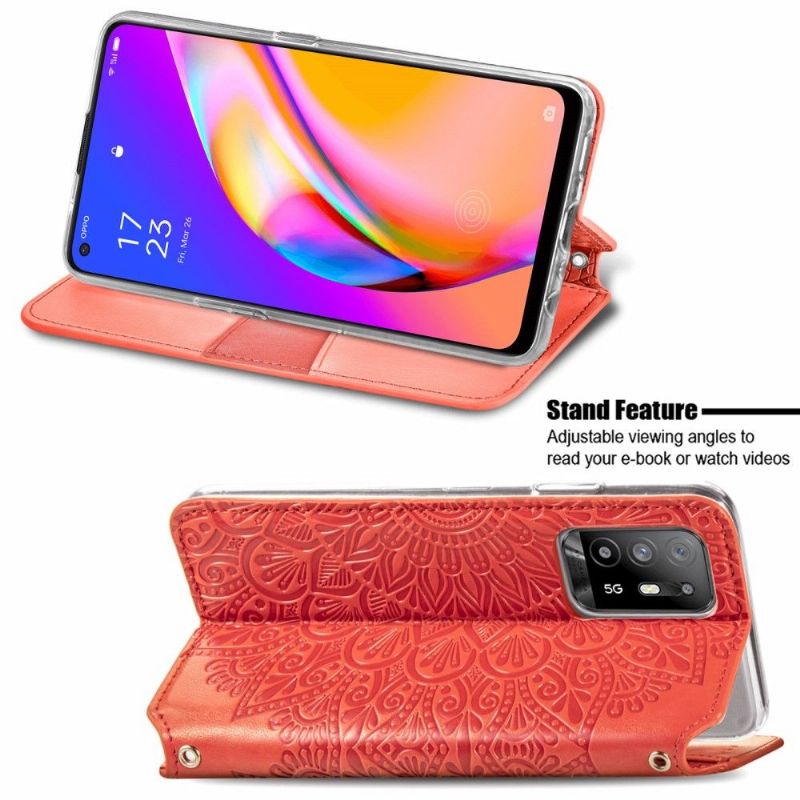 Folio Deksel Til Oppo A94 5G Elegant Mandala Imitert Skinn