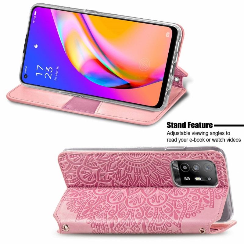 Folio Deksel Til Oppo A94 5G Elegant Mandala Imitert Skinn