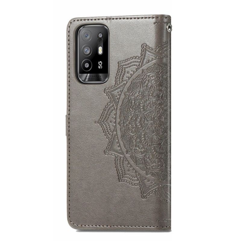 Folio Deksel Til Oppo A94 5G Mandala Relief I Kunstskinn