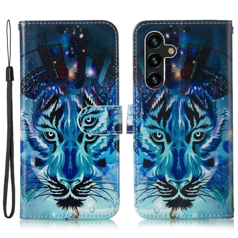 Folio Deksel Til Samsung Galaxy S24 Fe Wolf Print Strap