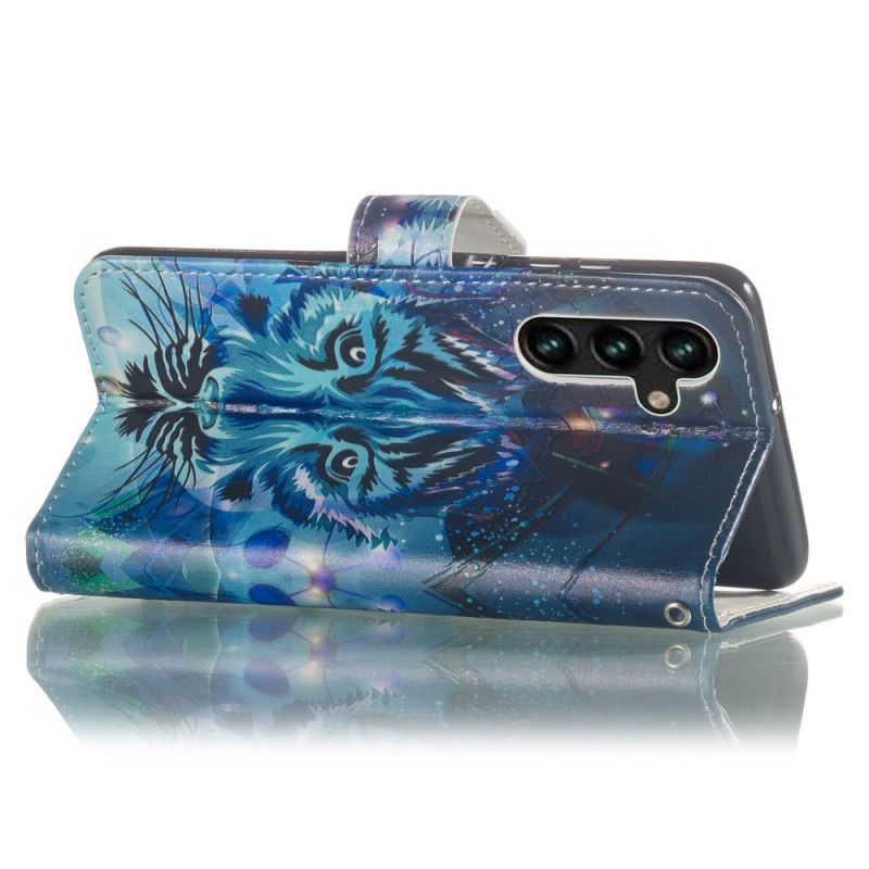 Folio Deksel Til Samsung Galaxy S24 Fe Wolf Print Strap