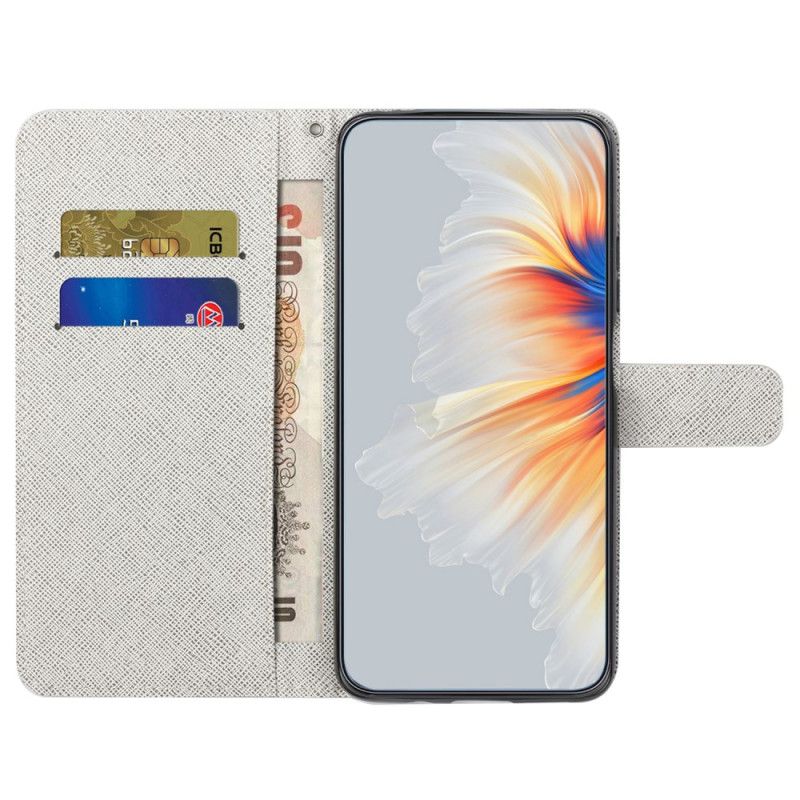 Lærdeksel Folio Deksel Samsung Galaxy S24 Fe Blå Blomster Og Sommerfugler Med Stropp