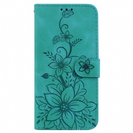 Lærdeksel Folio Deksel Samsung Galaxy S24 Fe Mobildeksel Floral Semsket Skinneffekt