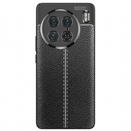 Deksel Til Vivo X90 Pro Dobbel Linje Litchi Leather Effect