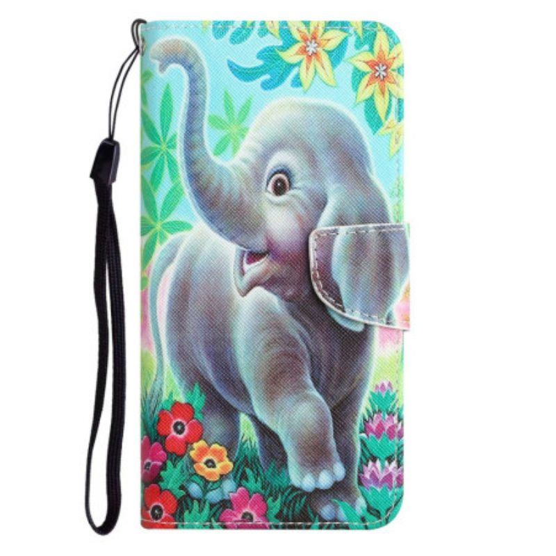 Folio Deksel Til Samsung Galaxy S23 Plus 5G Med Kjede Thong Elephant