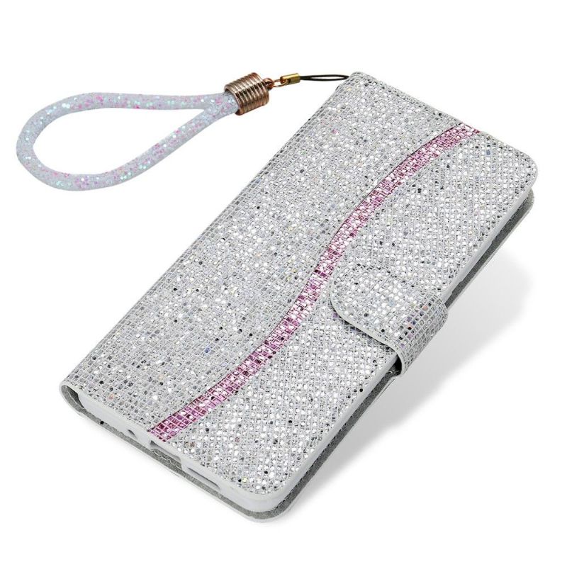 Folio Deksel Til Samsung Galaxy S20 Plus Glitterkortholder