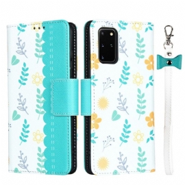 Folio Deksel Til Samsung Galaxy S20 Plus Virginia Blomster Med Stropp