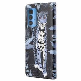 Folio Deksel Til Motorola Edge 20 Pro Anti-fall Leopard