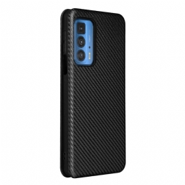 Folio Deksel Til Motorola Edge 20 Pro Carbon Fiber Leathette