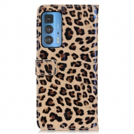 Folio Deksel Til Motorola Edge 20 Pro Leopardstil I Kunstskinn