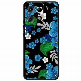 Deksel Motorola Edge 50 Pro Blå Blomster Beskyttelse Deksel