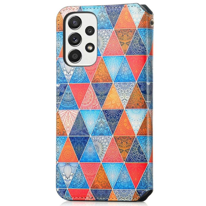 Folio Deksel Til Samsung Galaxy A33 5G Lærdeksel Kaleidoscope Mandala Flip Flip