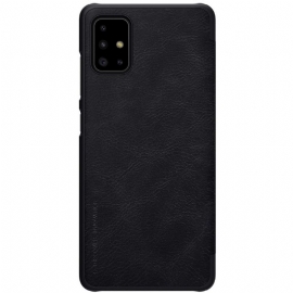 Folio Deksel Til Samsung Galaxy A71 Anti-fall Nillkin Faux Leather Cover - Svart