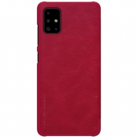 Folio Deksel Til Samsung Galaxy A71 Nillkin Faux Leather Cover - Rød