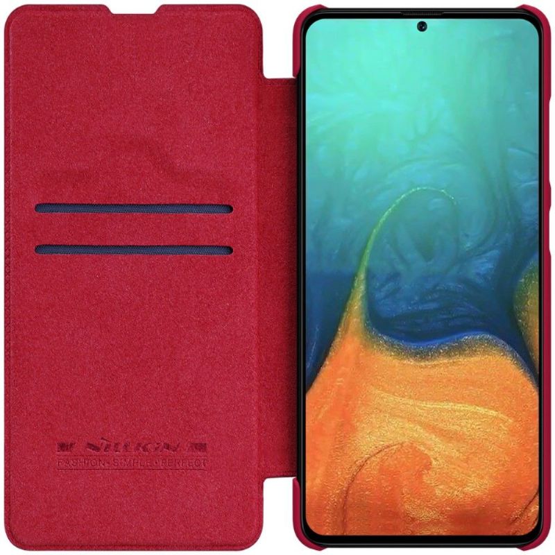 Folio Deksel Til Samsung Galaxy A71 Nillkin Faux Leather Cover - Rød