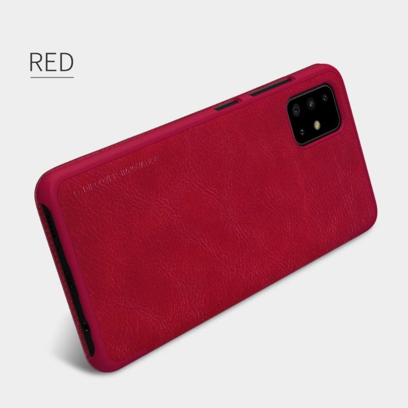 Folio Deksel Til Samsung Galaxy A71 Nillkin Faux Leather Cover - Rød