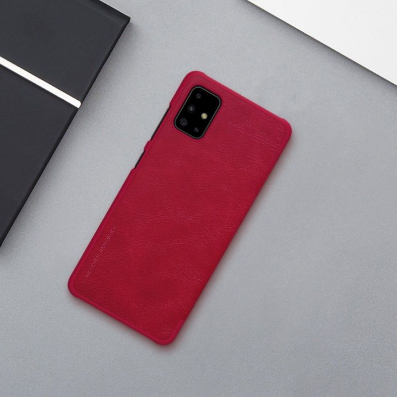 Folio Deksel Til Samsung Galaxy A71 Nillkin Faux Leather Cover - Rød