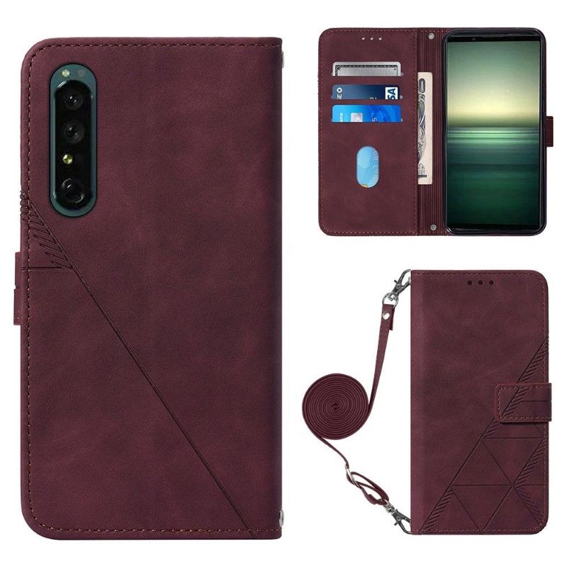 Folio Deksel Til Sony Xperia 1 IV Anti-fall Geometrisk Design Med Stropp