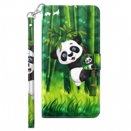 Folio Deksel Til iPhone 15 Pro Max Med Kjede 3d Bamboo Panda Med Stropp