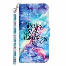 Folio Deksel Til iPhone 15 Pro Max Med Kjede Never Stop Dreaming 3d Strap