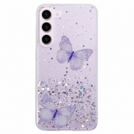 Deksel Samsung Galaxy S24 5g Glittersommerfugler