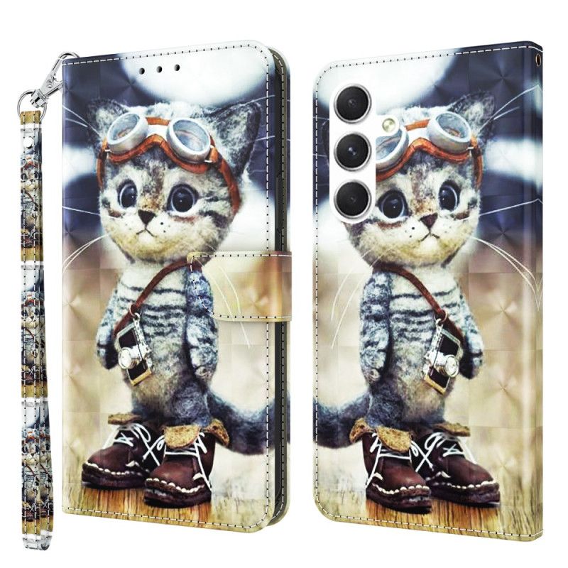 Folio Deksel Samsung Galaxy S24 5g Aviator Cat Med Stropp