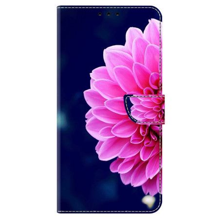 Folio Deksel Samsung Galaxy S24 5g Rosa Blomst På Blå Bakgrunn