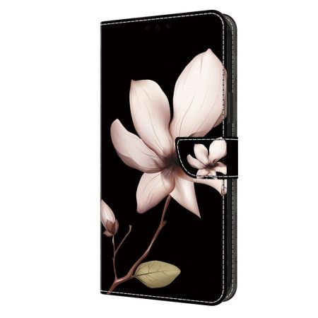 Folio Deksel Samsung Galaxy S24 5g Rosa Blomst På Svart Bakgrunn