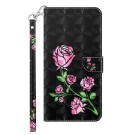 Folio Deksel Til Samsung Galaxy S24 5g Roseblomster Med Stropp