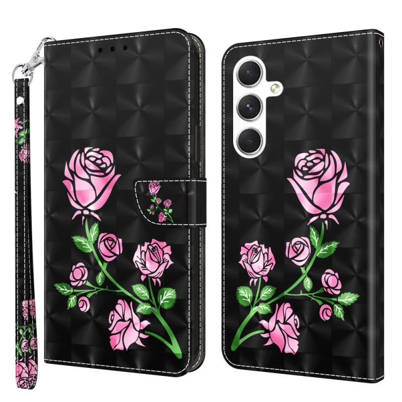 Folio Deksel Til Samsung Galaxy S24 5g Roseblomster Med Stropp