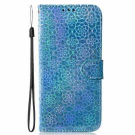 Lærdeksel Folio Deksel Samsung Galaxy S24 5g Mobildeksel Strappy Disco