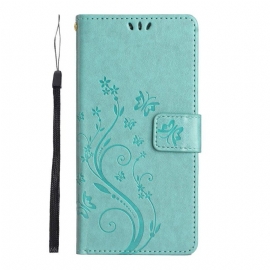 Folio Deksel Til Samsung Galaxy S23 5G Med Kjede Strappy Floral