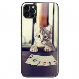 Deksel Til iPhone 14 Pro Max Poker Cat Herdet Glass