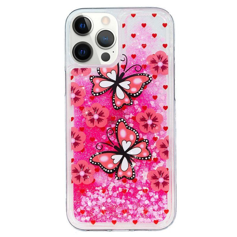 Deksel Til iPhone 15 Pro Sommerfuglglitter