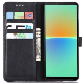 Etui Til Sony Xperia 10 IV Folio Deksel Retro Folio I Kunstskinn