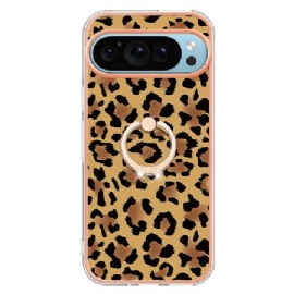 Deksel Google Pixel 9 Pro Ringholder Med Leopardtrykk