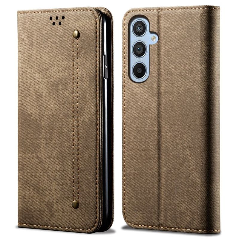 Folio Deksel Lær Samsung Galaxy M55 5g Jeansstoff